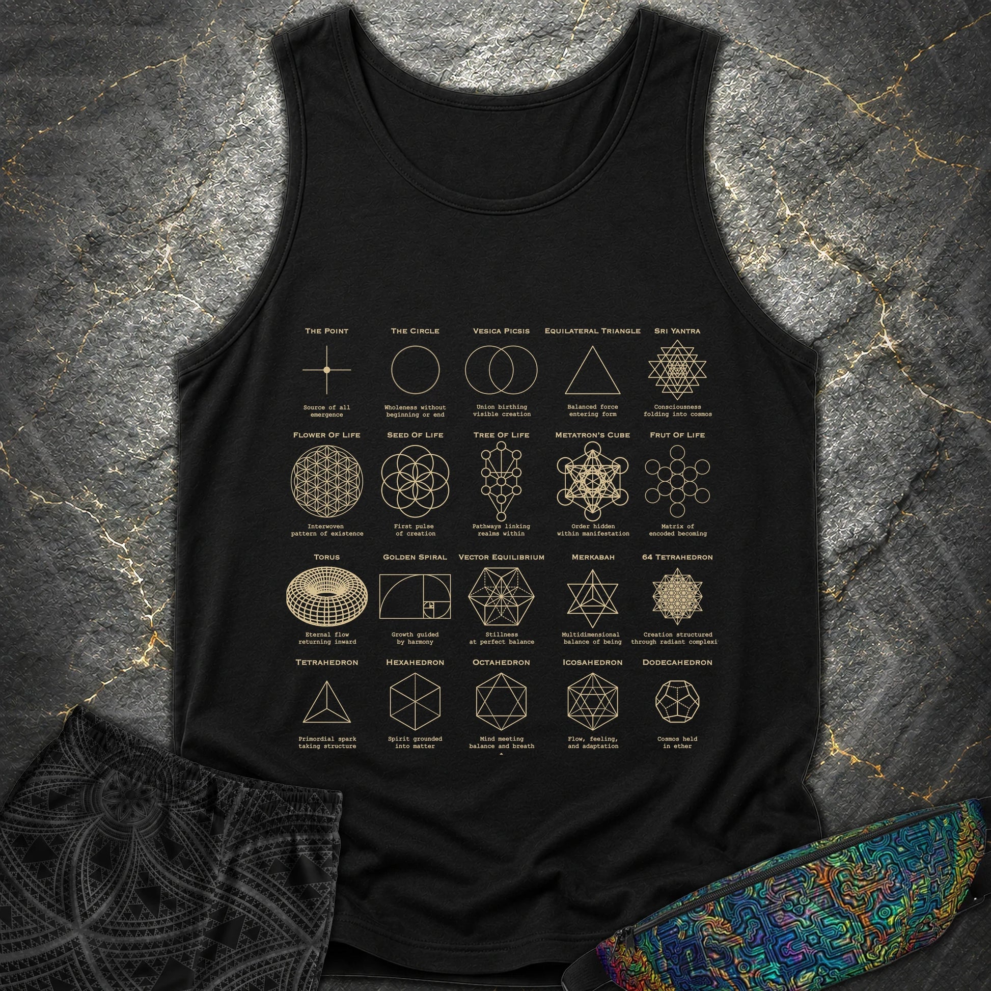 Sacred Geometry Figures Comfort T-Shirt - Sacred Geometry Figures Comfort Tank Top - Black