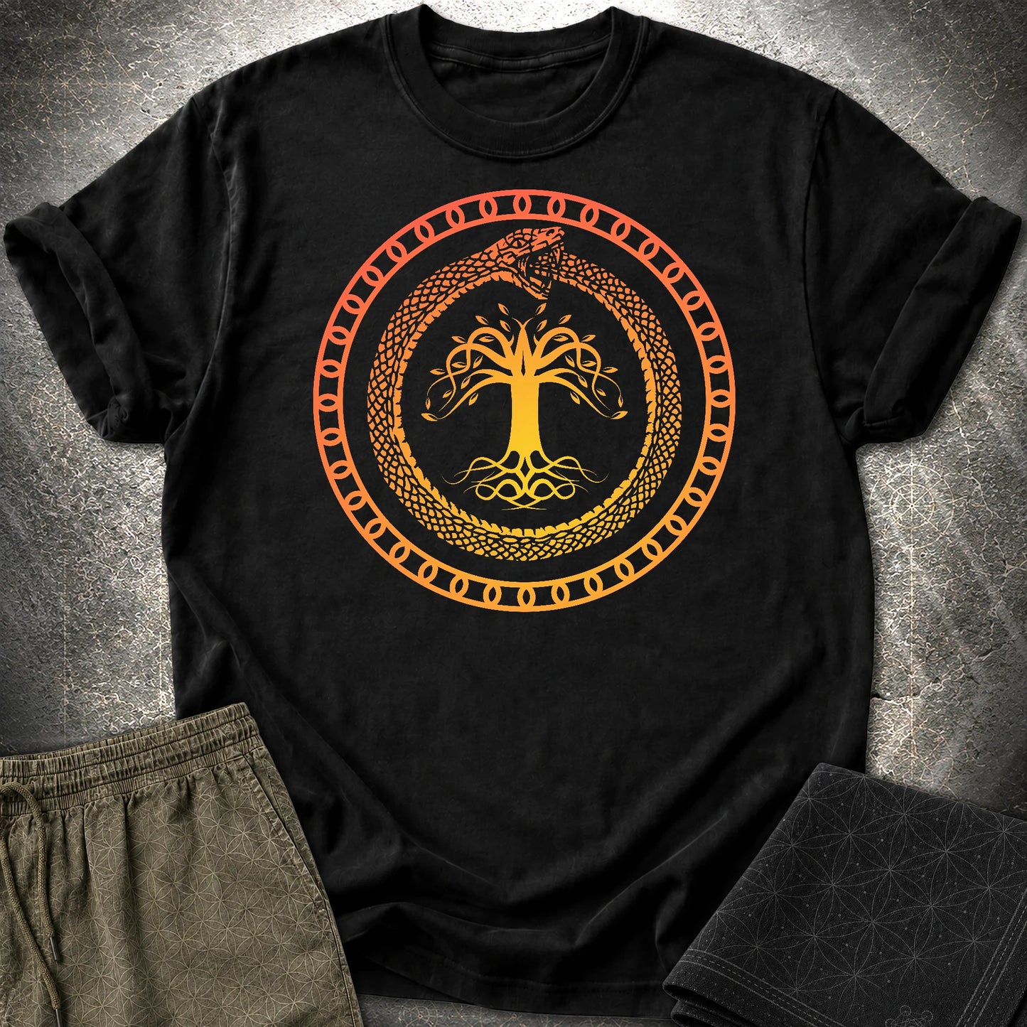 Ouroboros Tree Of Life Unisex T-Shirt - Ouroboros Tree Of Life Unisex T-Shirt - Black