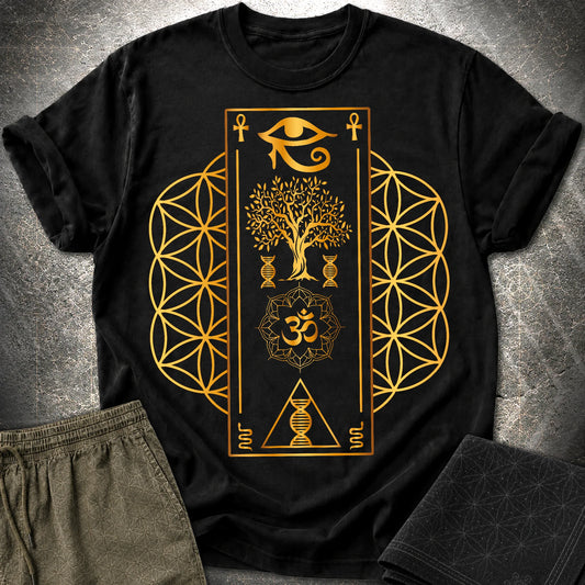 Flower Of Life Horus Egypt T-Shirt - Flower Of Life Horus Egypt T-Shirt - Black