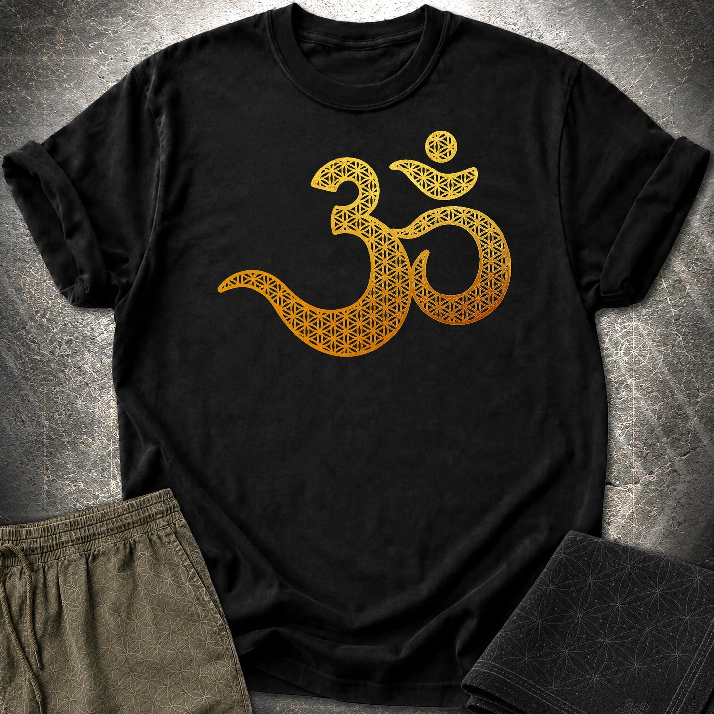 Ohm Flower Of Life Pattern T-Shirt - Ohm Flower Of Life Pattern T-Shirt - Black