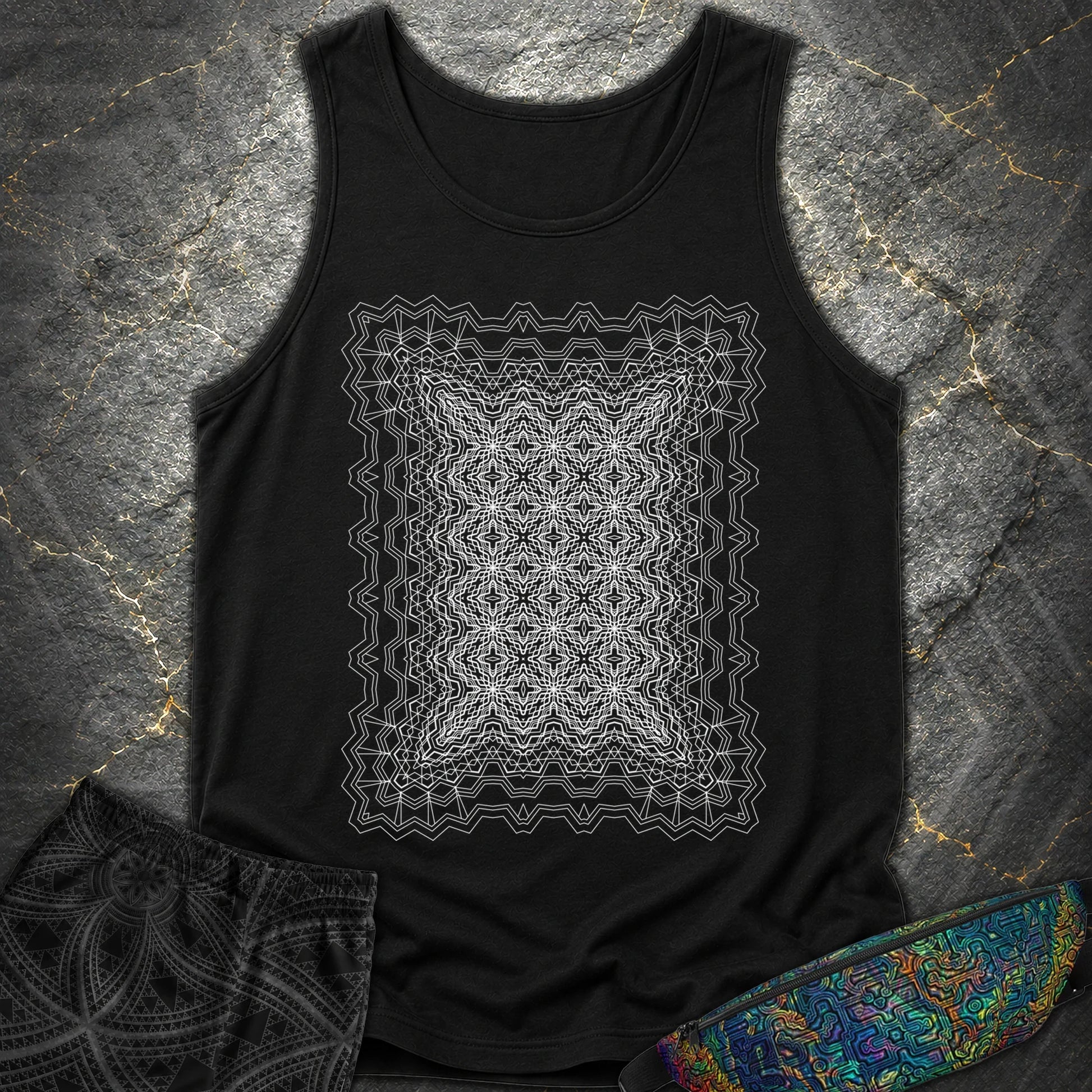 Infinite Geometric Lattice - Infinite Geometric Lattice Comfort Tank Top - Black