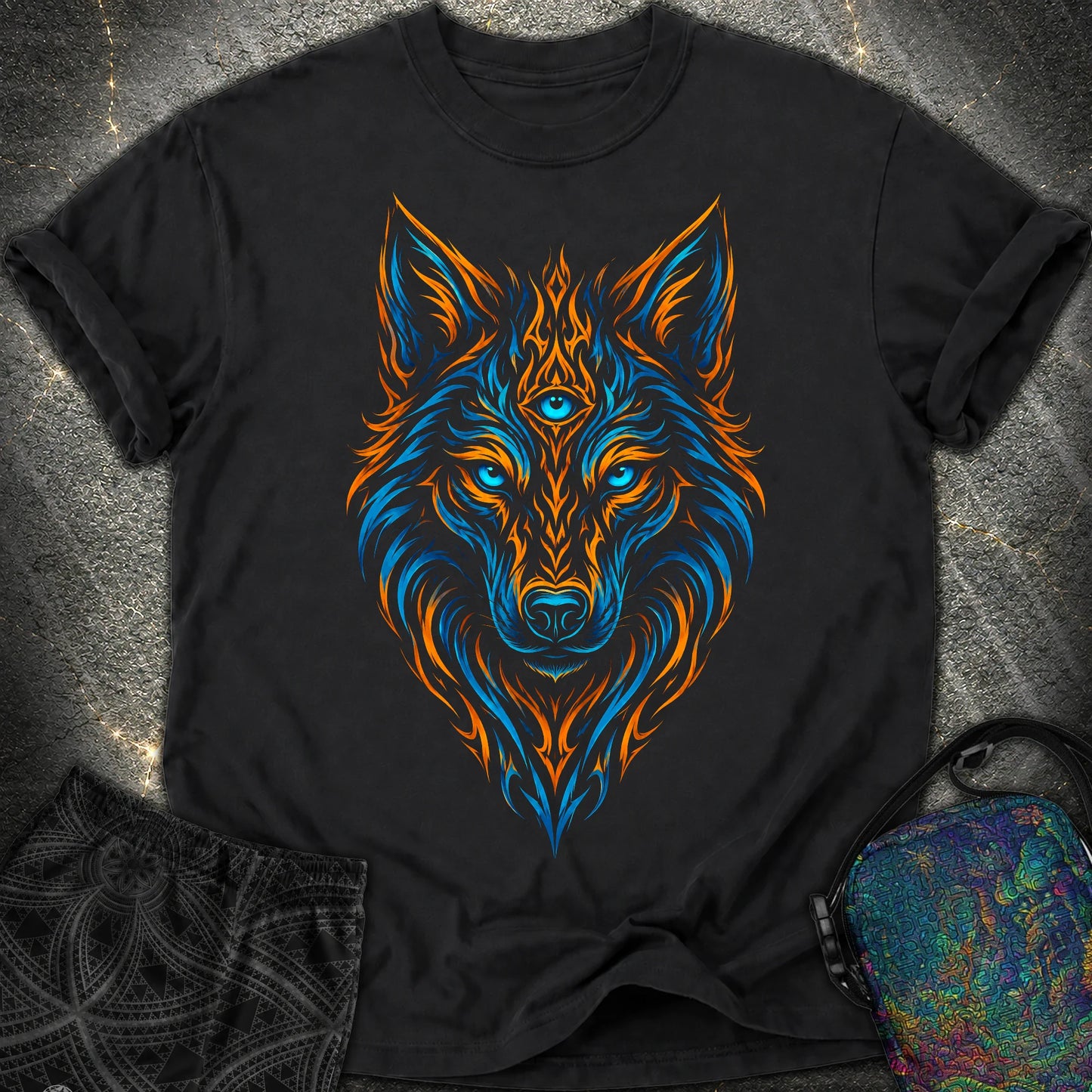 Mystic Tribal Wolf Comfort T-Shirt - Mystic Tribal Wolf Comfort T-Shirt - Black