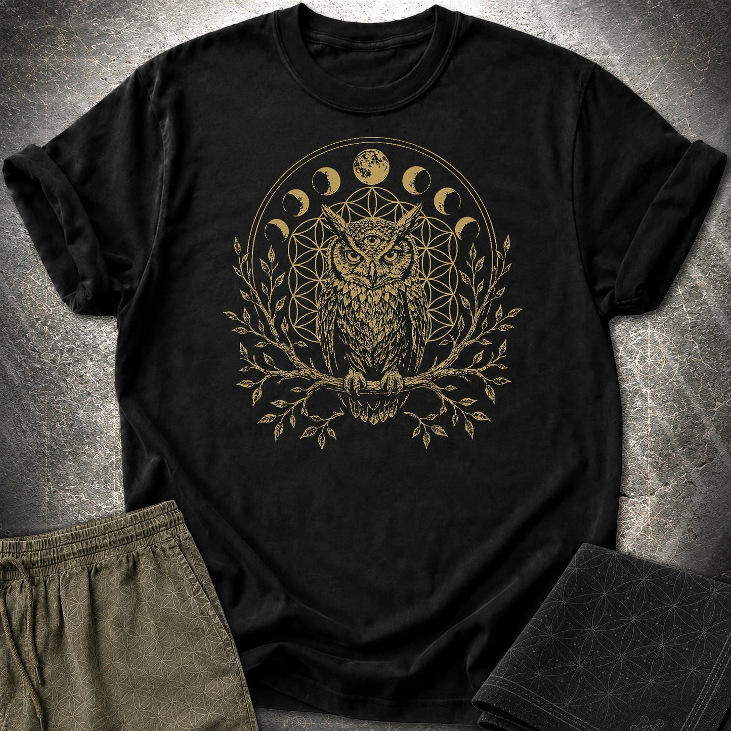 Owl Flower Of Life - Owl Flower Of Life T-Shirt - Black