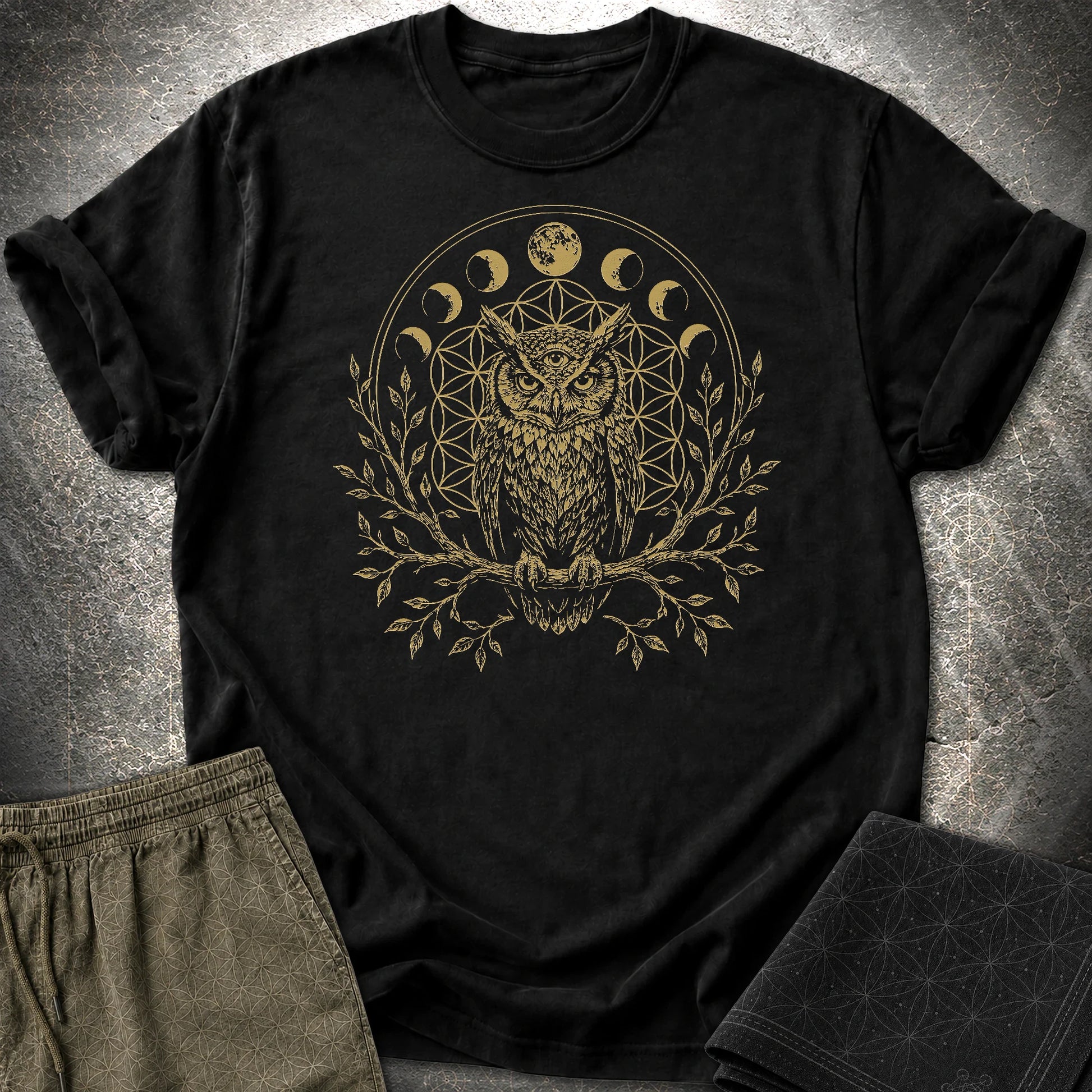 Owl Flower Of Life - Owl Flower Of Life T-Shirt - Black