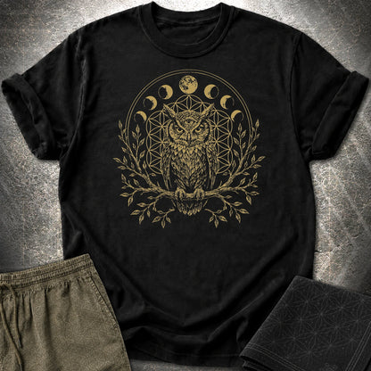 Owl Flower Of Life - Owl Flower Of Life T-Shirt - Black