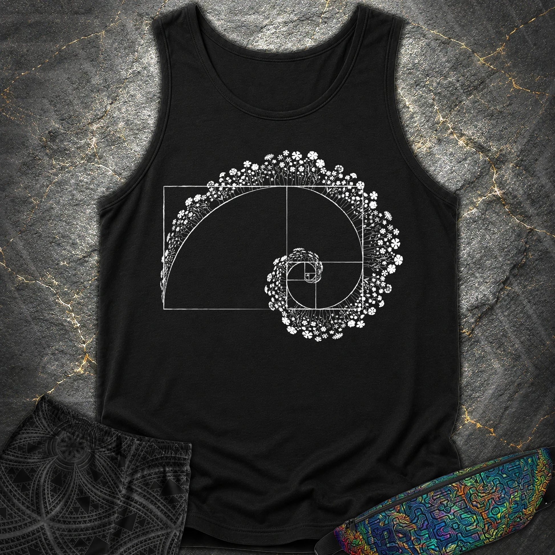 Golden Ratio Flower Spiral Comfort Tank - Golden Ratio Flower Spiral Comfort Tank - Black