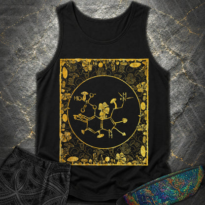 Psilocybin Molecule Mushroom Frame - Psilocybin Molecule Mushroom Frame Comfort Tank Top - Black