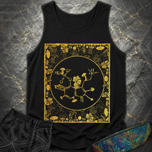 Psilocybin Molecule Mushroom Frame - Psilocybin Molecule Mushroom Frame Comfort Tank Top - Black