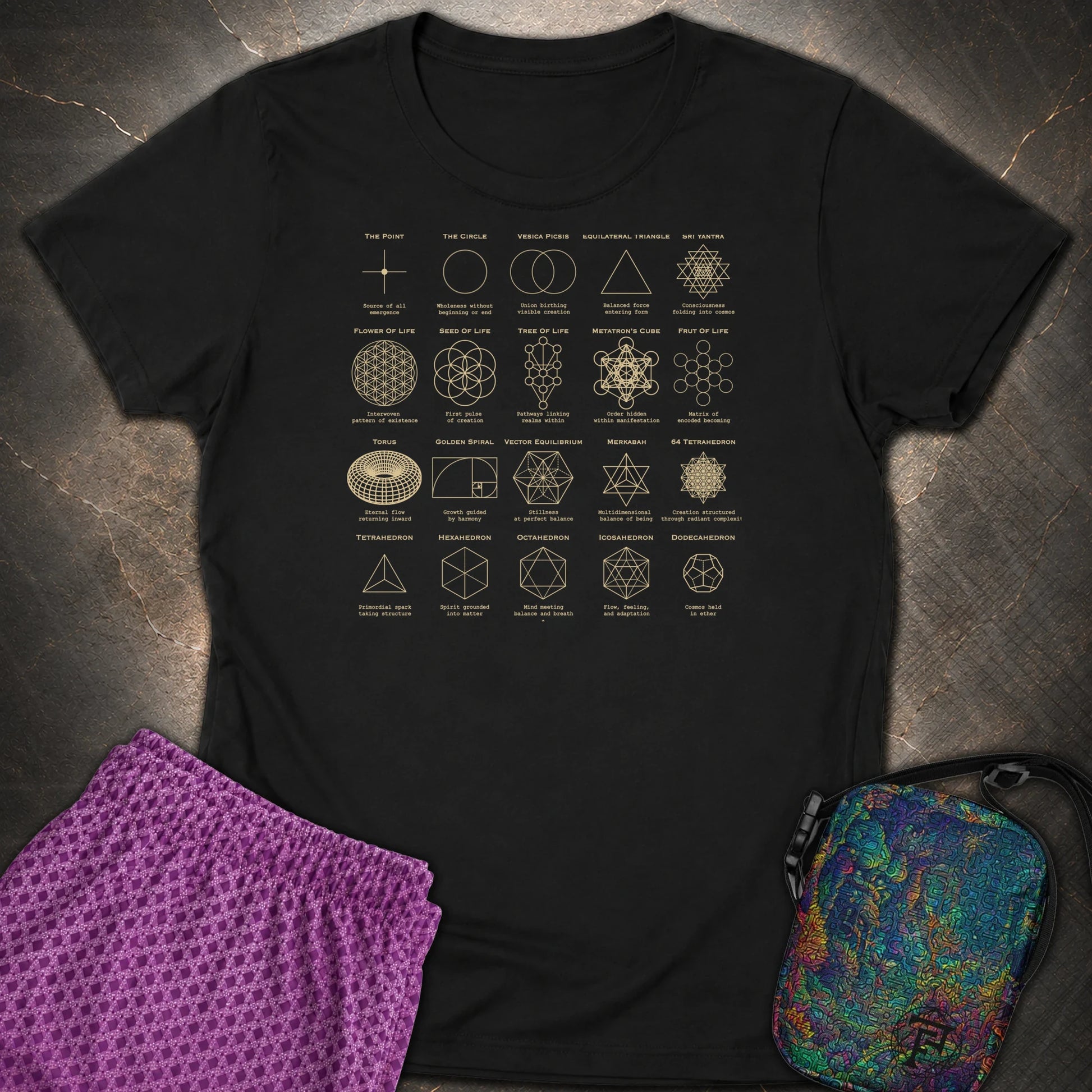 Sacred Geometry Figures Womens T-Shirt - Sacred Geometry Figures Womens T-Shirt - Black