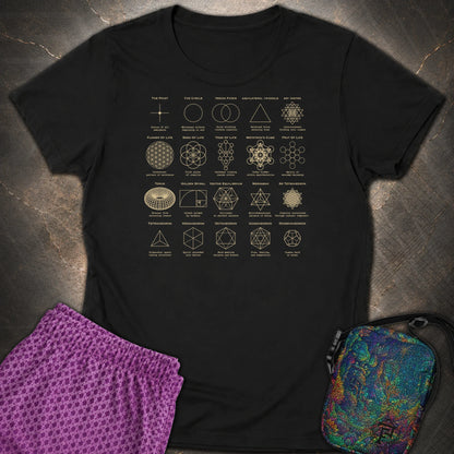 Sacred Geometry Figures Womens T-Shirt - Sacred Geometry Figures Womens T-Shirt - Black