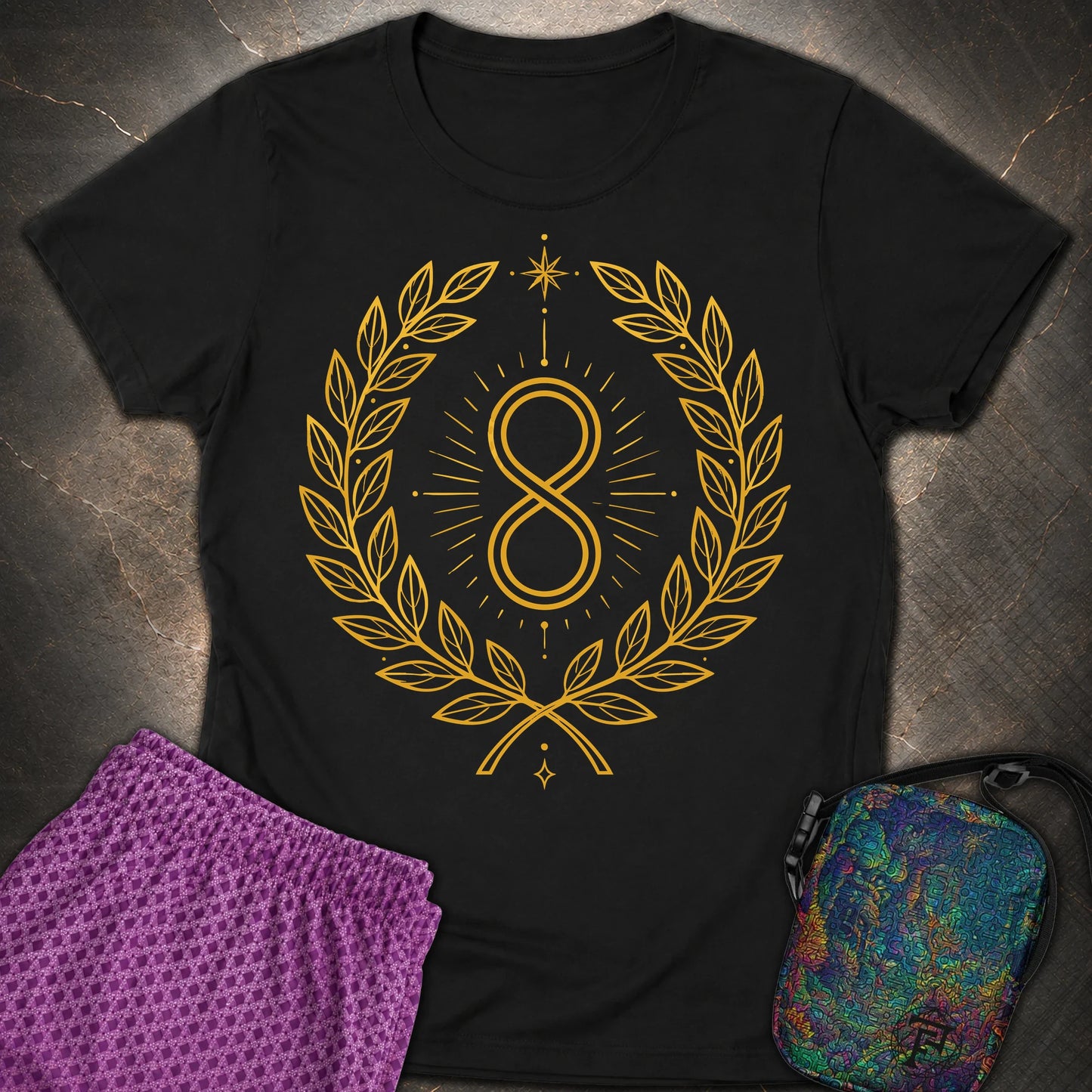 888 Infinity Wreath Unisex Womens T-Shirt - 888 Infinity Wreath Unisex Womens T-Shirt - Black