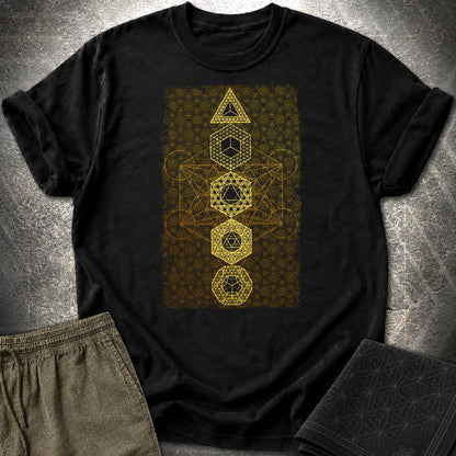 Platonic Solids Metatron's Background T-Shirt - Platonic Solids Metatron's Background T-Shirt - Black