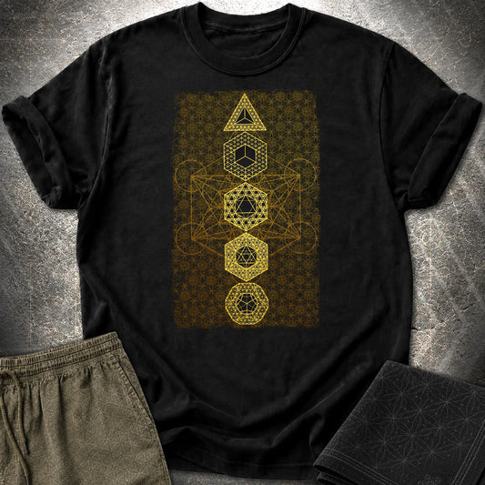 Platonic Solids Metatron's Background T-Shirt - Platonic Solids Metatron's Background T-Shirt - Black