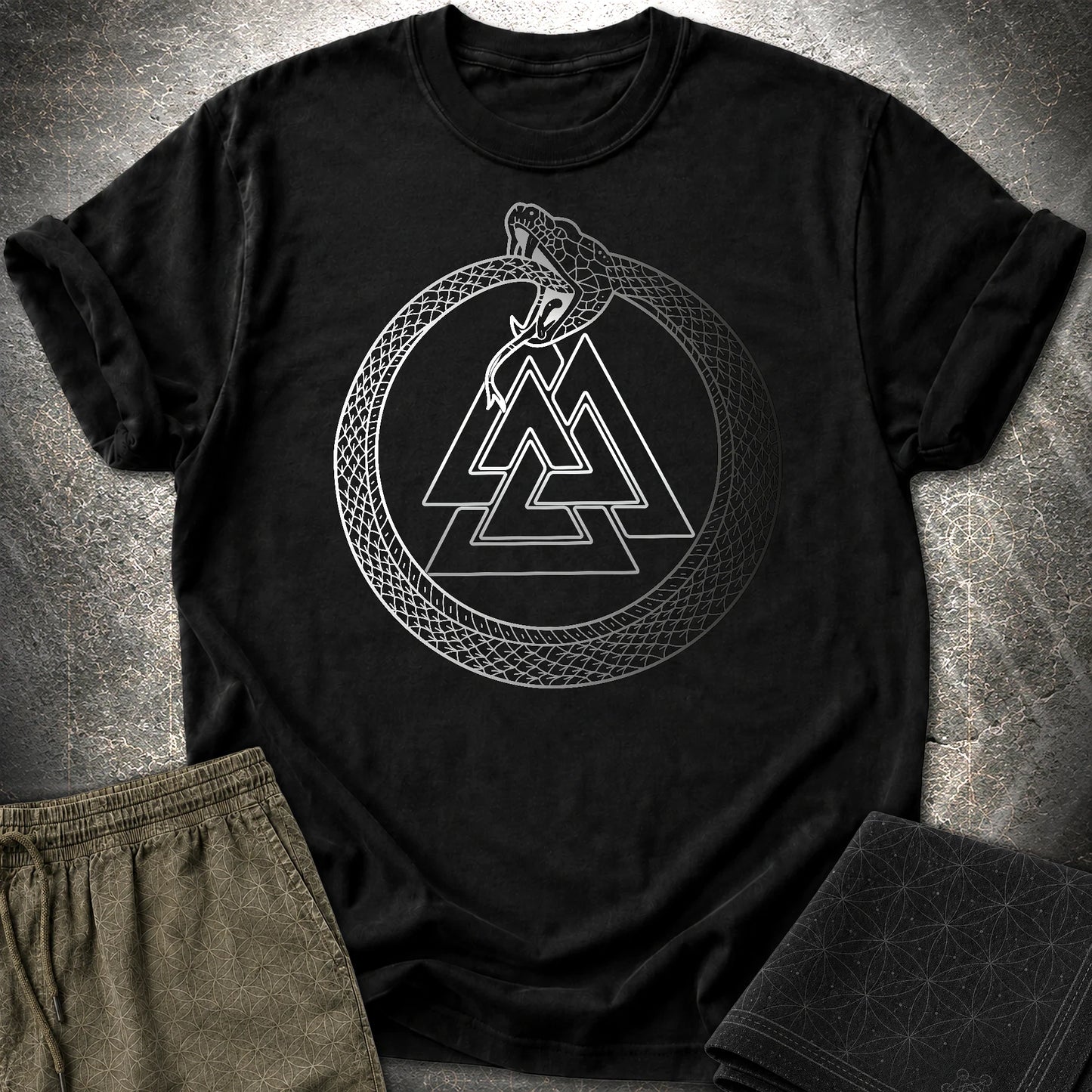 Valknut Ouroboros T-Shirt - Valknut Ouroboros T-Shirt - Black