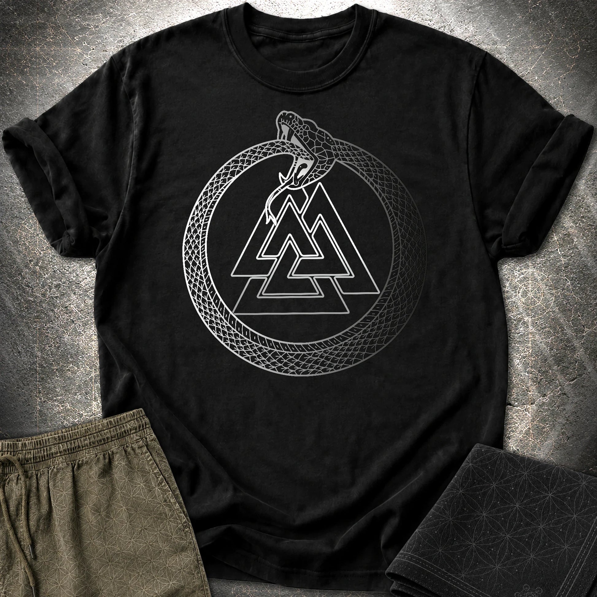 Valknut Ouroboros T-Shirt - Valknut Ouroboros T-Shirt - Black