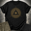 Metatron Cube Shirt, Sacred Geometry Sunburst Tee, Gold Esoteric Mandala Graphic, Mystic Geometric T-Shirt