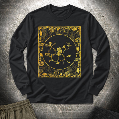 Psilocybin Molecule Mushroom Frame Long Sleeve Shirt showing front artwork
