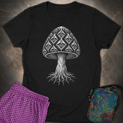 All-Seeing Mushroom - All-Seeing Mushroom Womens T-Shirt - Black