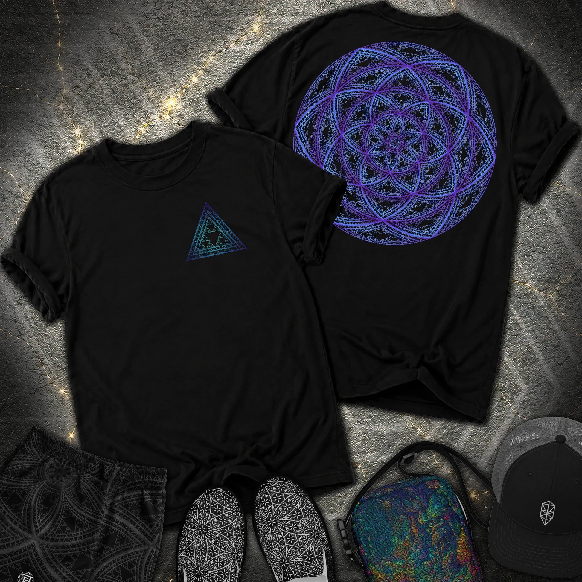 Sierpinski Seed Of Life 2 Sided Comfort T-Shirt - Sierpinski Seed Of Life 2 Sided Comfort T-Shirt - Black