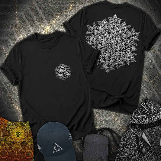 Sacred Silver Merkaba 2 Sided T-Shirt - Sacred Silver Merkaba 2 Sided T-Shirt - Black