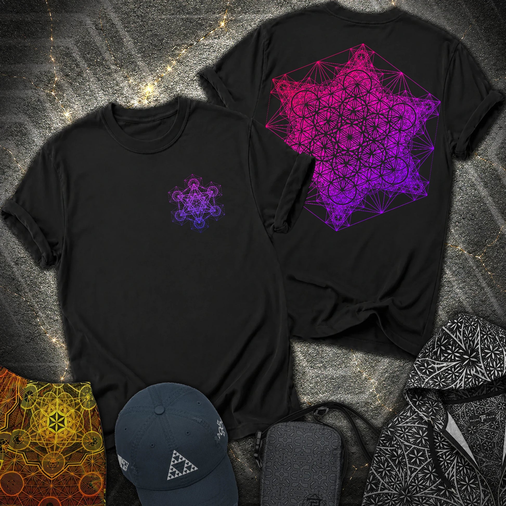 Metatron's Tesseract 2 Side 2 Sided T-Shirt - Metatron's Tesseract 2 Side 2 Sided T-Shirt - Black