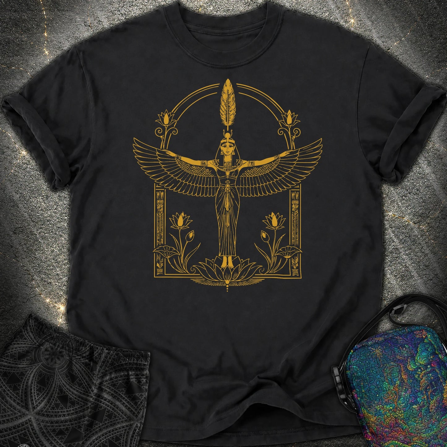 Winged Goddess of Sacred Balance - Winged Goddess of Sacred Balance Comfort T-Shirt - Black