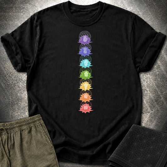 Lotus Flower Chakras T-Shirt - Lotus Flower Chakras T-Shirt - Black