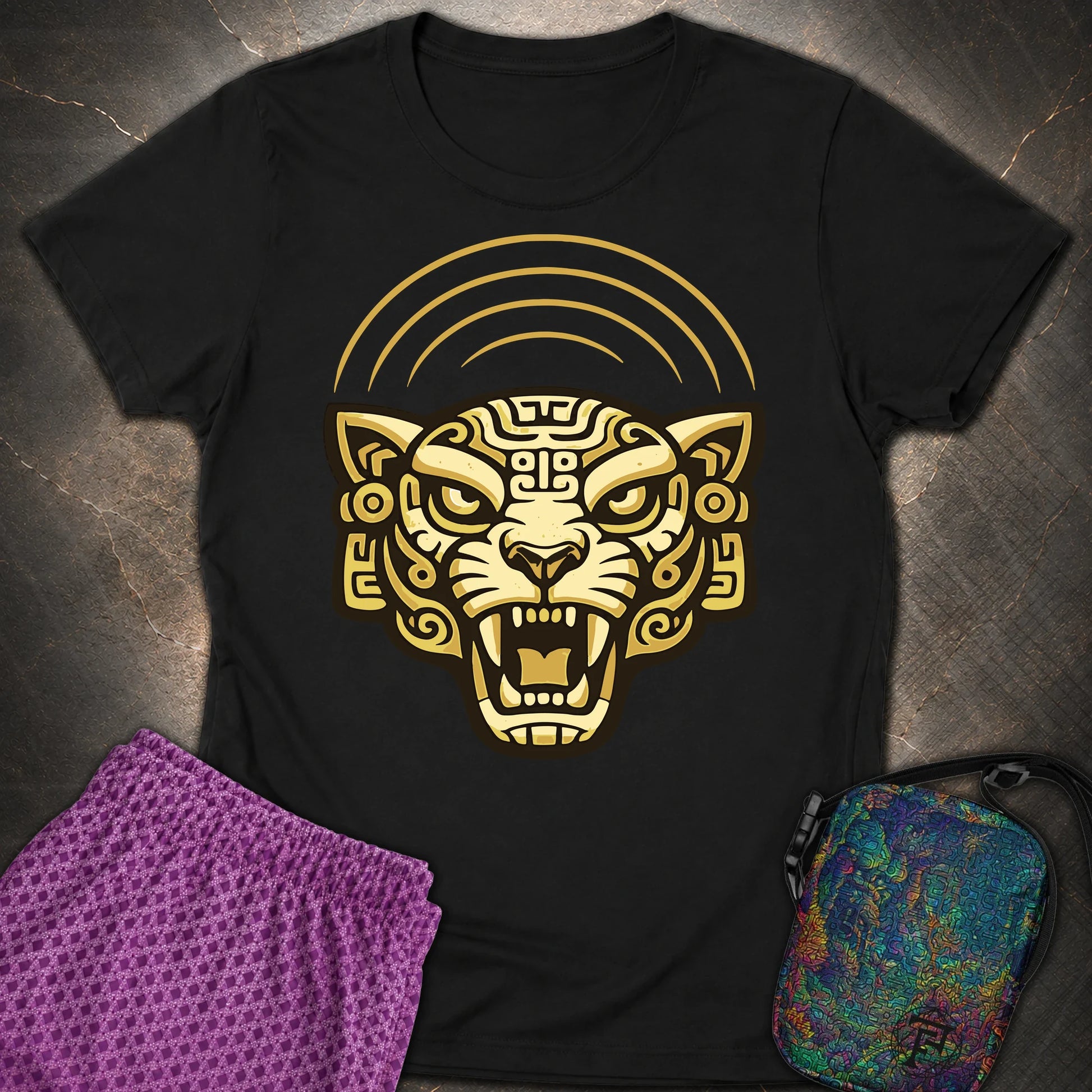 Mayan Jaguar - Mayan Jaguar Womens T-Shirt - Black