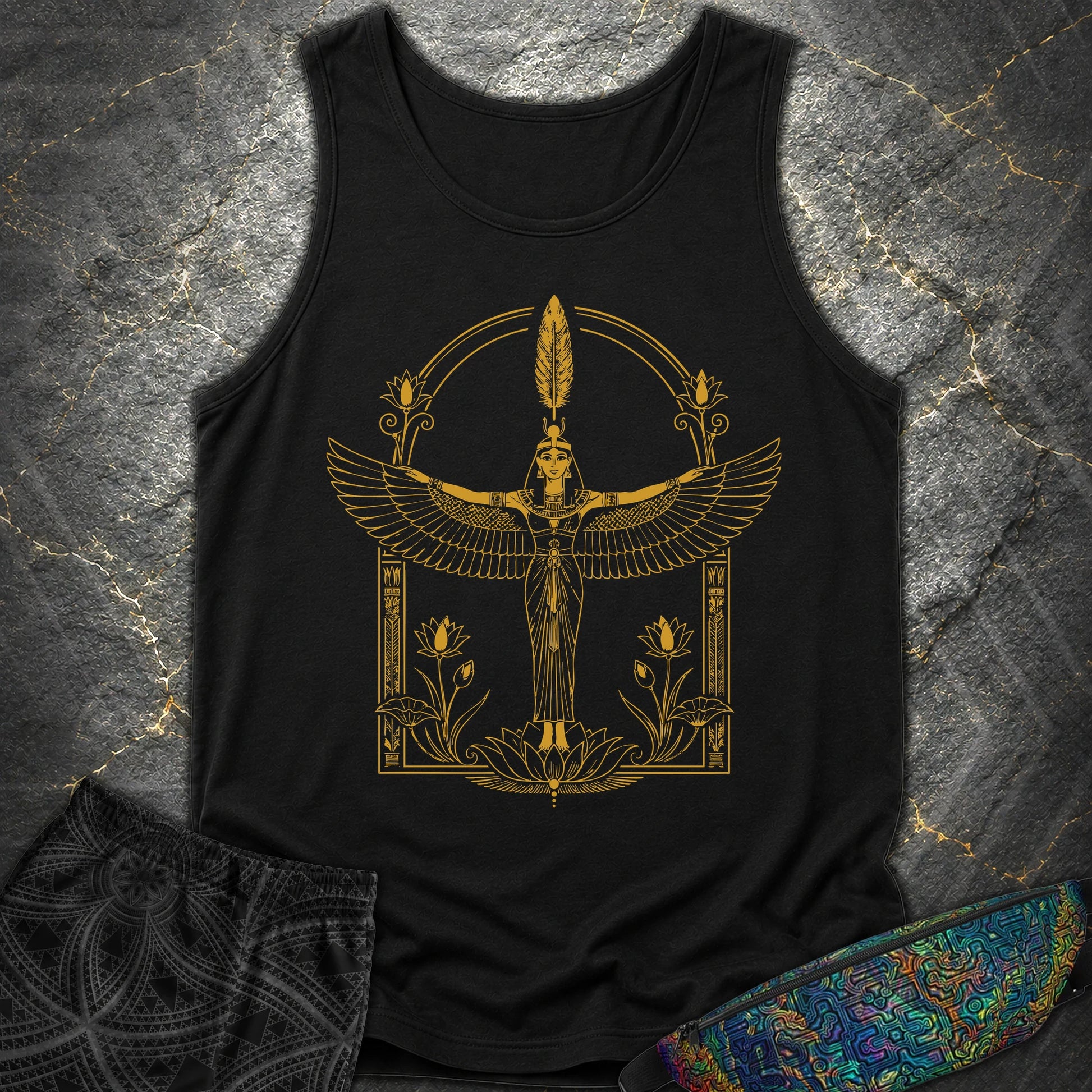 Winged Goddess of Sacred Balance - Winged Goddess of Sacred Balance Comfort Tank Top - Black
