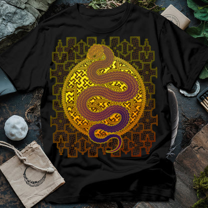 Shipibo Kene Cosmic Snake T-Shirt