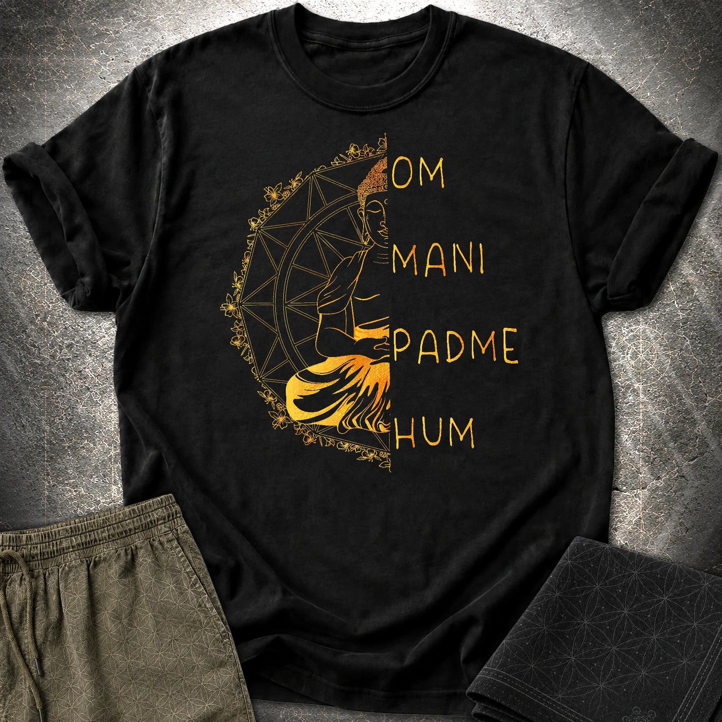 Om Mani Padme Hum Buddha T-Shirt - Om Mani Padme Hum Buddha T-Shirt - Black