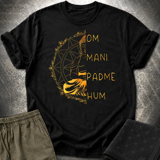 Om Mani Padme Hum Buddha T-Shirt - Om Mani Padme Hum Buddha T-Shirt - Black