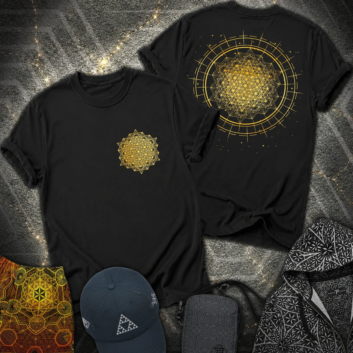Radiating Metatron Tetrahedron 2 Sided T-Shirt - Radiating Metatron Tetrahedron 2 Sided T-Shirt - Black