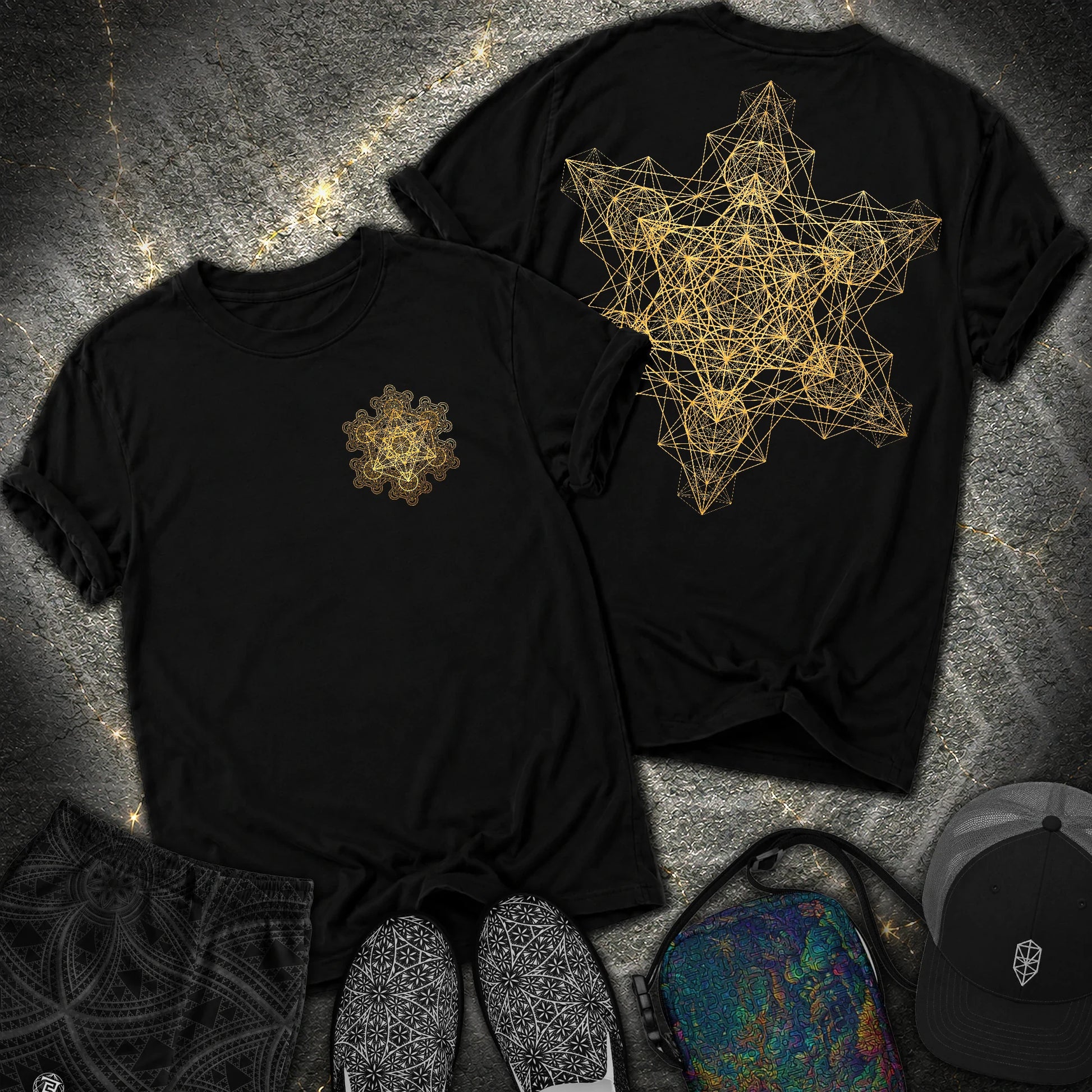 Metatron Fractal Star 2 Sided Comfort T-shirt - Metatron Fractal Star 2 Sided Comfort T-shirt - Black