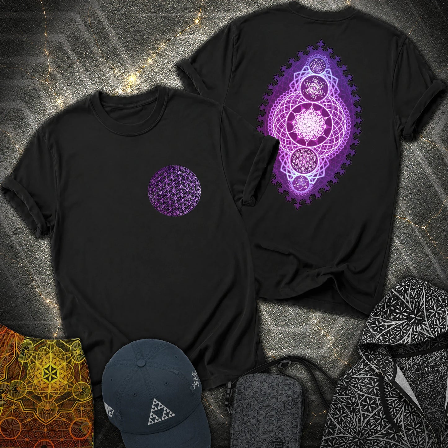 Fractal Sacred Geometry 2 Sided T-Shirt - Fractal Sacred Geometry 2 Sided T-Shirt - Black