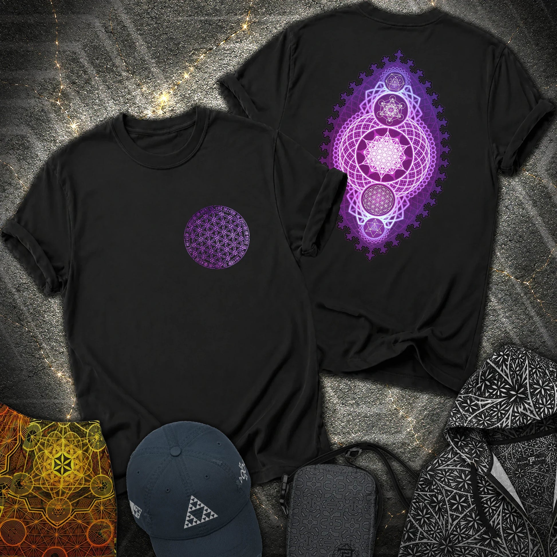 Fractal Sacred Geometry 2 Sided T-Shirt - Fractal Sacred Geometry 2 Sided T-Shirt - Black