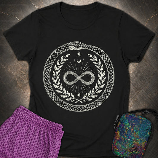 888 Ouroboros Infinity Unisex Womens T-Shirt - 888 Ouroboros Infinity Unisex Womens T-Shirt - Black