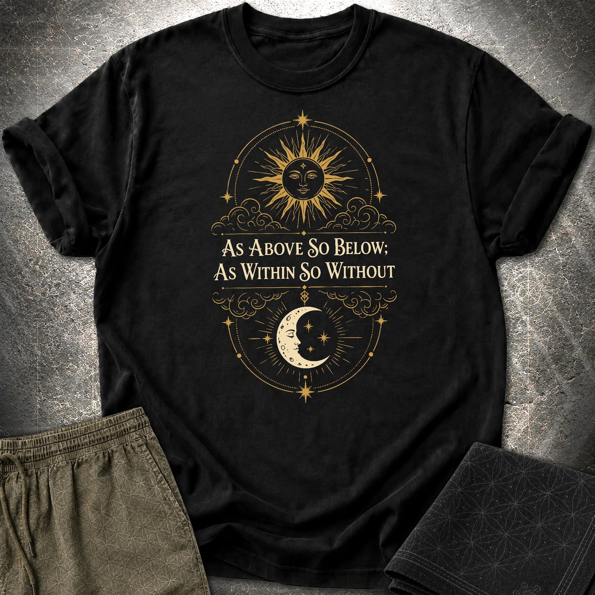As Above So Below Sun Moon Colored - As Above So Below Sun Moon Colored T-Shirt - Black