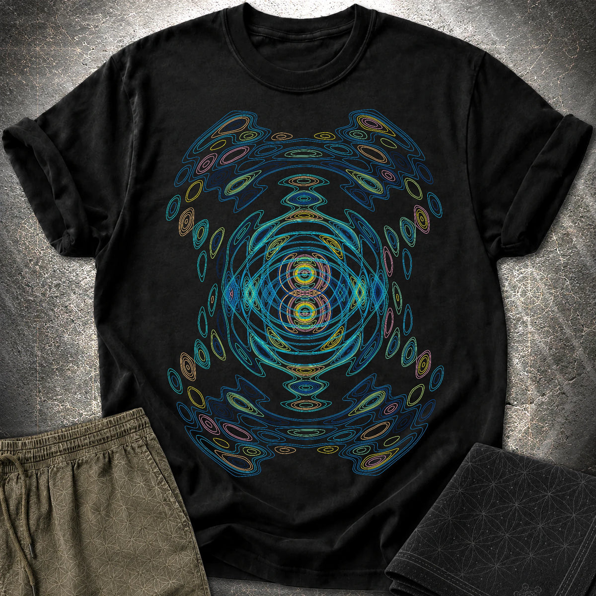 Cymatics Shirt - Sound Wave Frequency Pattern Optical Art T-Shirt - Cymatics Shirt - Sound Wave Frequency Pattern Optical Art T-Shirt - Black
