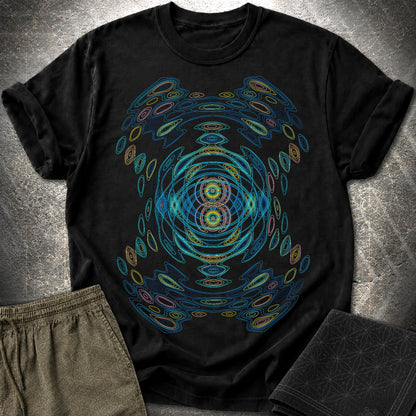 Cymatics Shirt - Sound Wave Frequency Pattern Optical Art T-Shirt - Cymatics Shirt - Sound Wave Frequency Pattern Optical Art T-Shirt - Black
