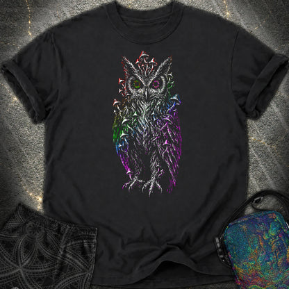 Trippy Mushroom Owl Comfort T-Shirt - Trippy Mushroom Owl Comfort T-Shirt - Black