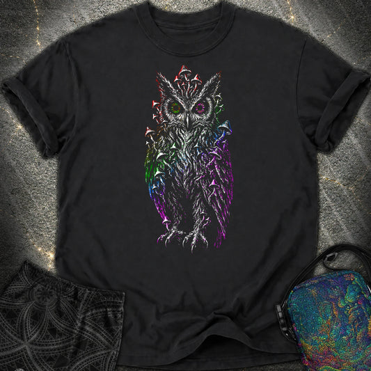 Trippy Mushroom Owl Comfort T-Shirt - Trippy Mushroom Owl Comfort T-Shirt - Black