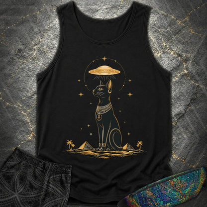 Celestial Cat Beneath the Starship - Celestial Cat Beneath the Starship Comfort Tank Top - Black