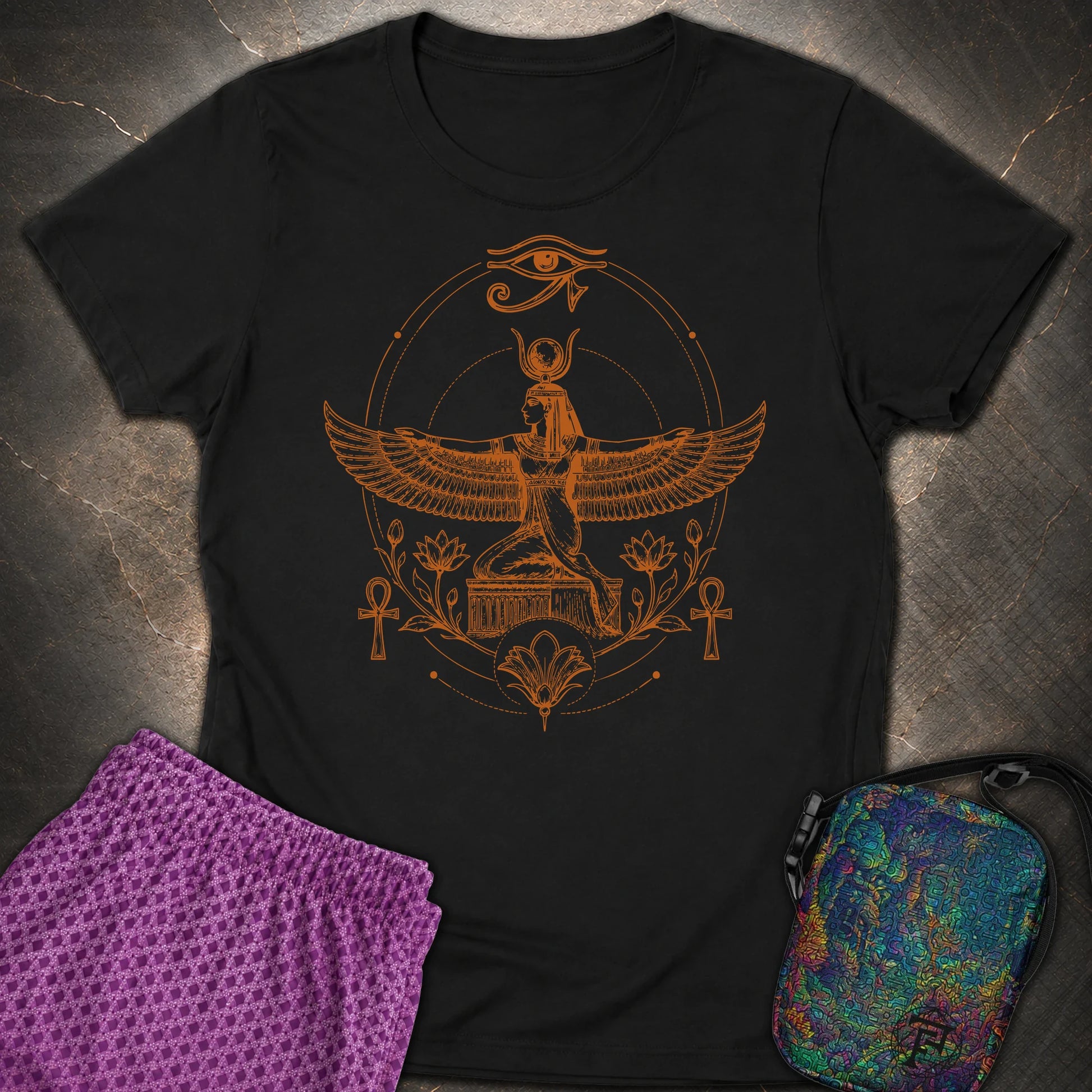 Winged Goddess of the Nile - Winged Goddess of the Nile Womens T-Shirt - Black