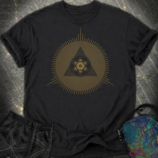Metatron Cube Shirt Sacred Geometry Sunburst Comfort T-Shirt - Metatron Cube Shirt Sacred Geometry Sunburst Comfort T-Shirt - Black