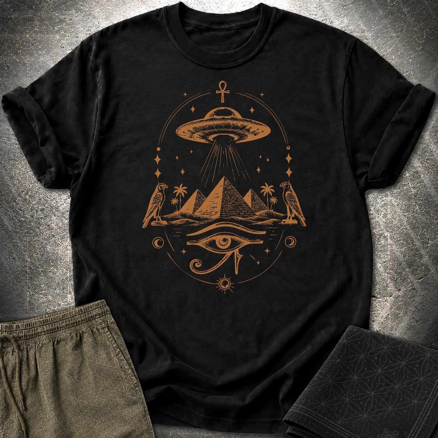 Starship Above the Sacred Pyramids - Starship Above the Sacred Pyramids T-Shirt - Black