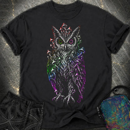 Trippy Mushroom Owl Comfort T-Shirt - Trippy Mushroom Owl Comfort T-Shirt - Black