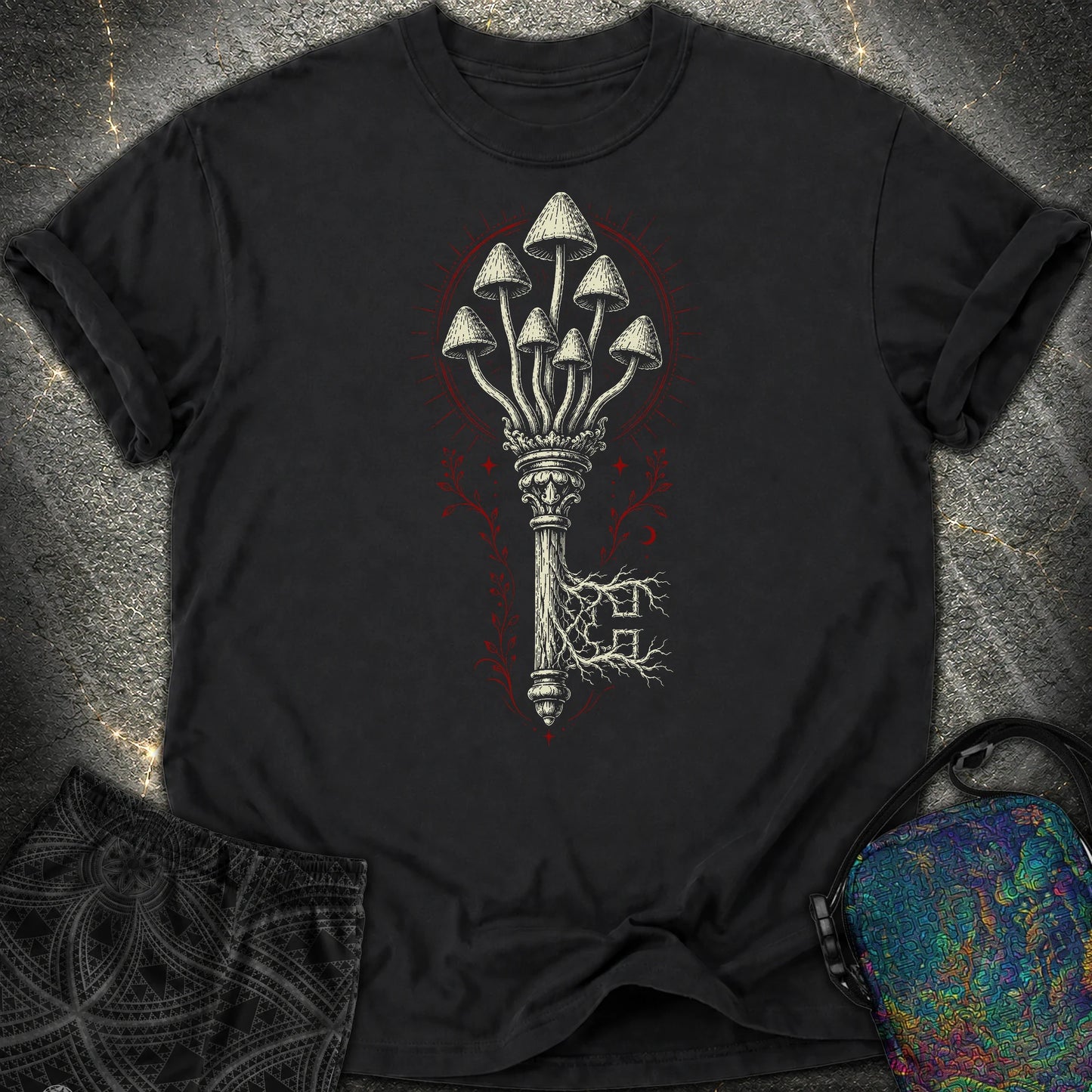 The Mushroom Key Comfort T-Shirt - The Mushroom Key Comfort T-Shirt - Black