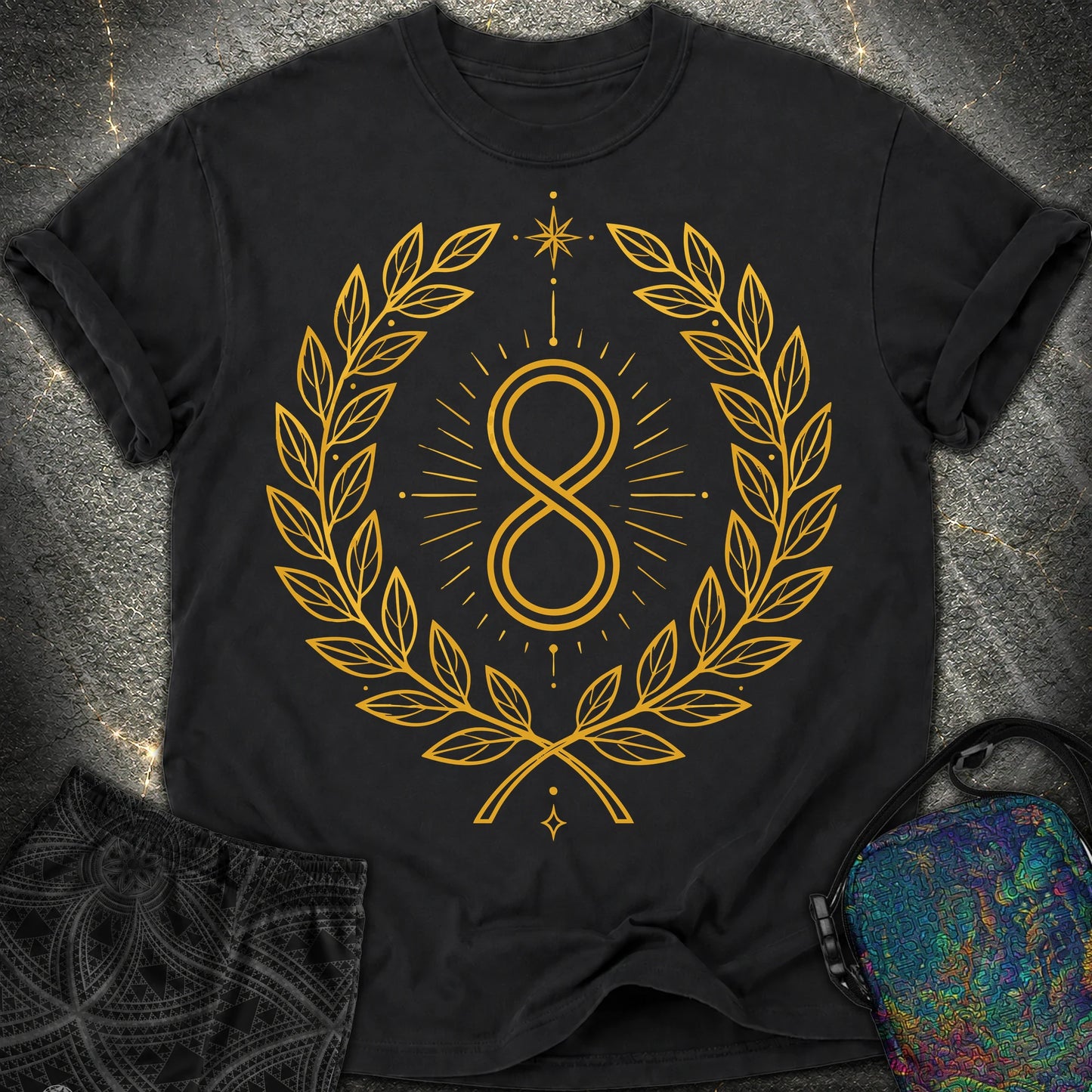 888 Infinity Wreath Unisex Comfort T-Shirt - 888 Infinity Wreath Unisex Comfort T-Shirt - Black