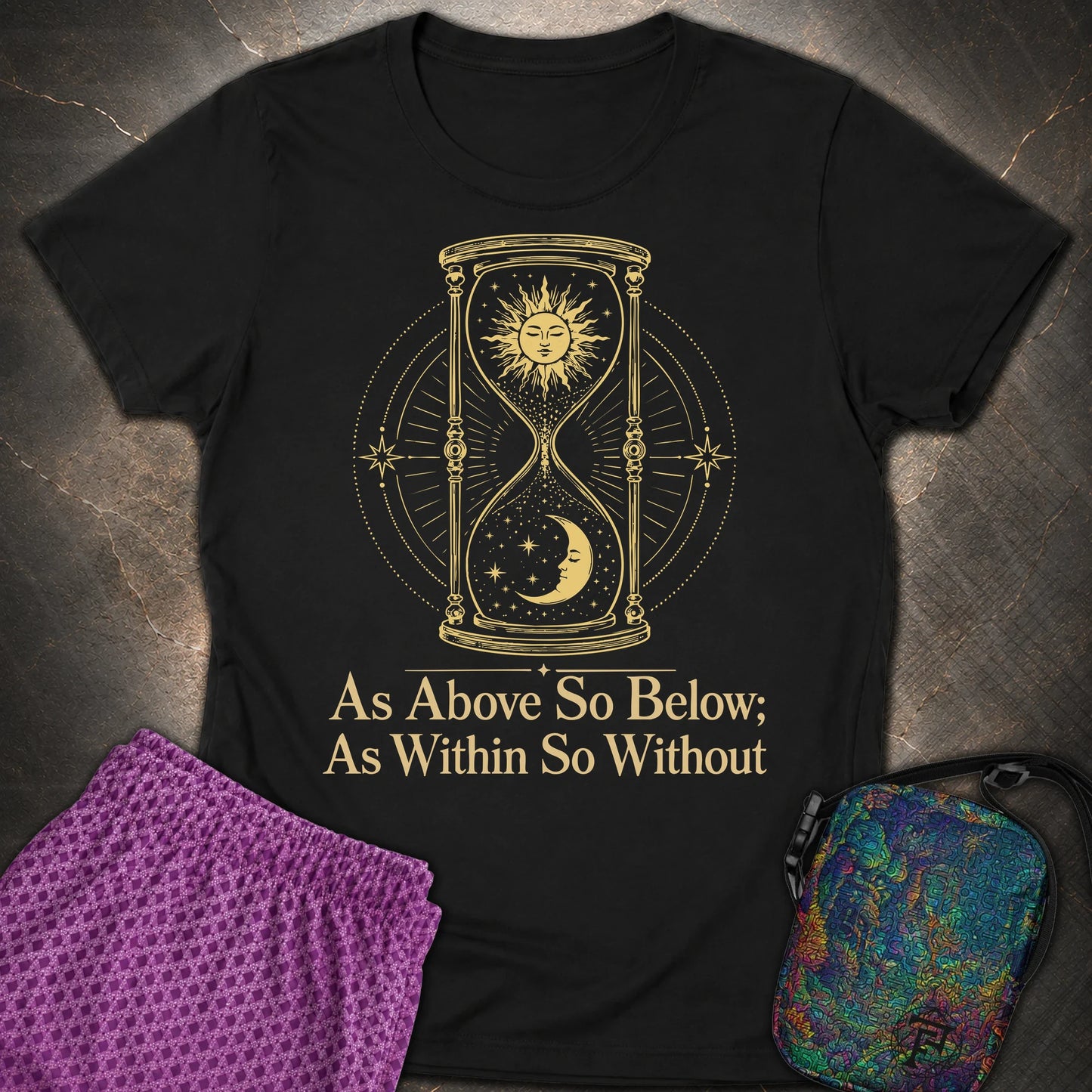 As Above So Below Hourglass - As Above So Below Hourglass Womens T-Shirt - Black